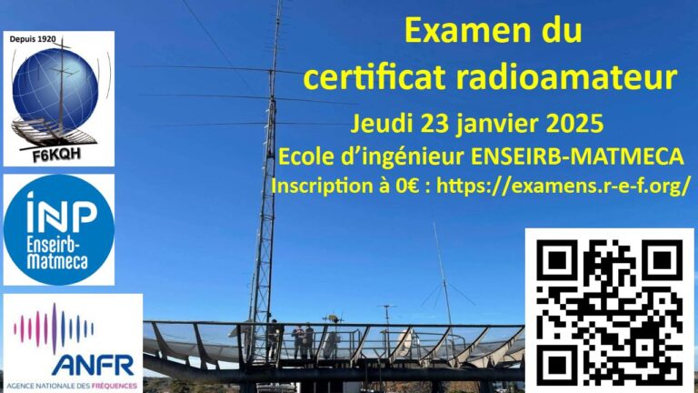 Sessions d’examen au certificat d’opérateur radioamateur le jeudi 23 janvier 2025