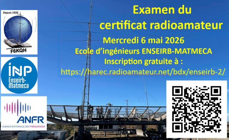 Sessions d&rsquo;examen au certificat d&rsquo;opérateur radioamateur le mercredi 6 mai 2026