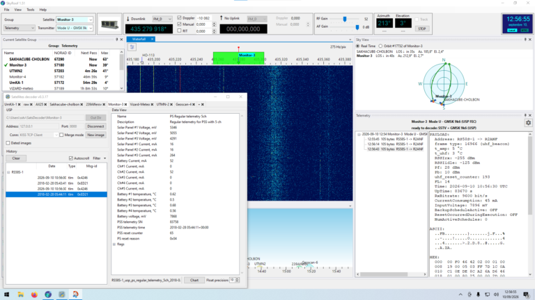 Station de télémétrie de satellites du club radio F6KQH. Le retour